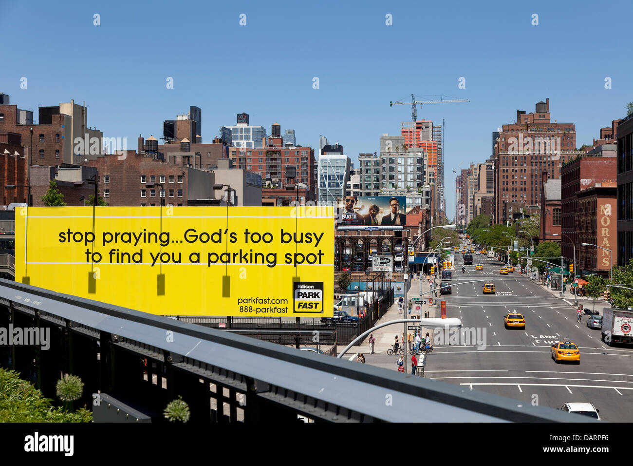Werbung gesehen von der Highline, New York City Stockfoto