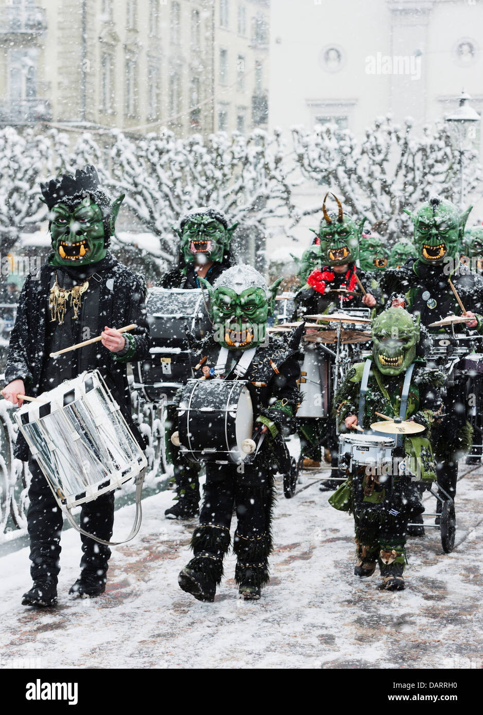 Europa, Schweiz, Luzern, Fasnact Frühjahr Karnevalsumzug Stockfoto