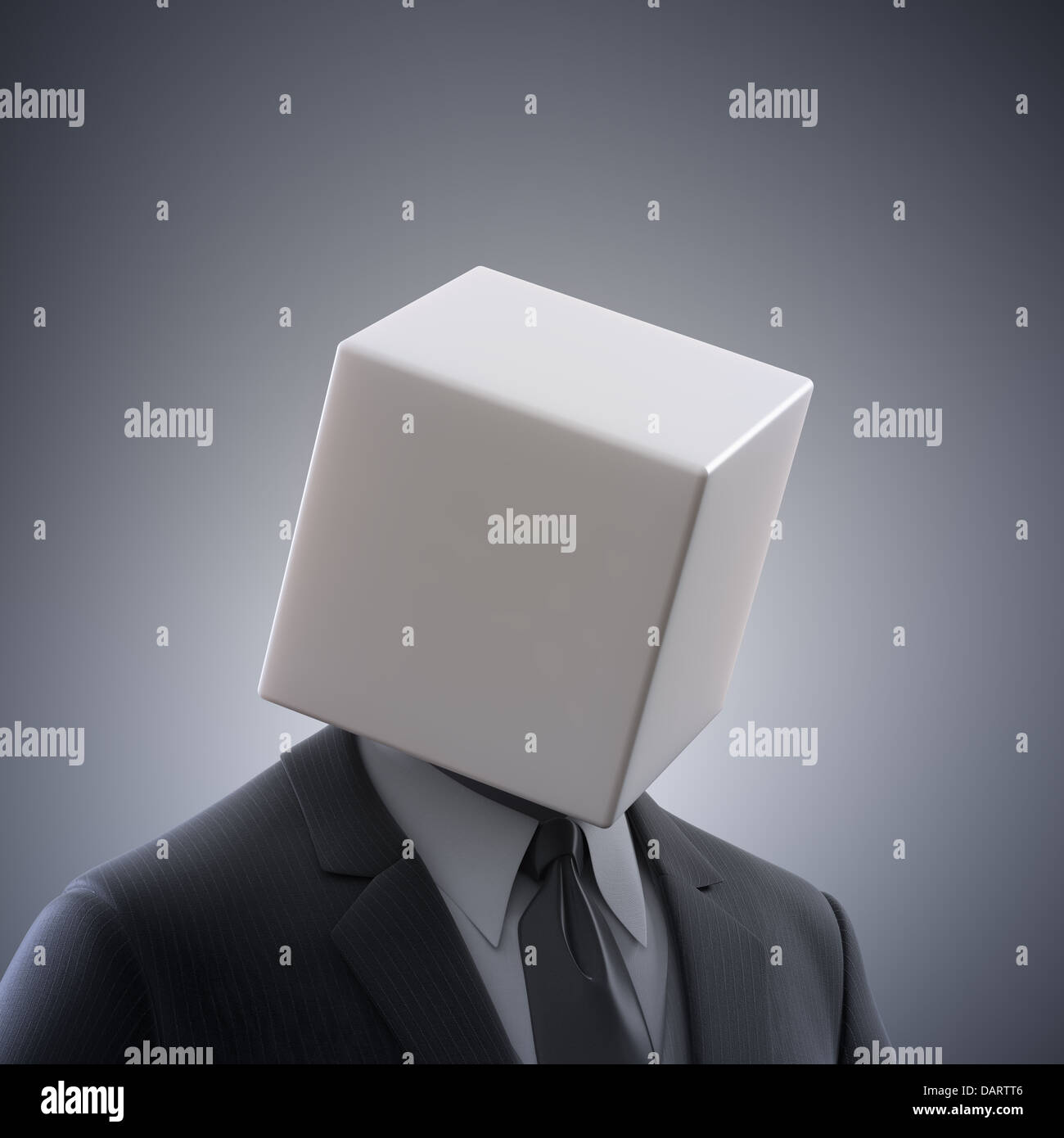 Abstrahierte männliche Figur mit einem Box-Kopf Stockfoto