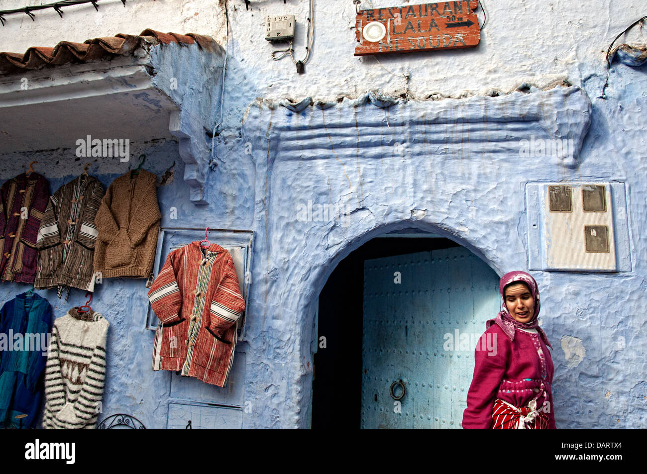Blaue Häuser in der Medina von Chefchaouen. RIF-Region, Marokko Stockfoto