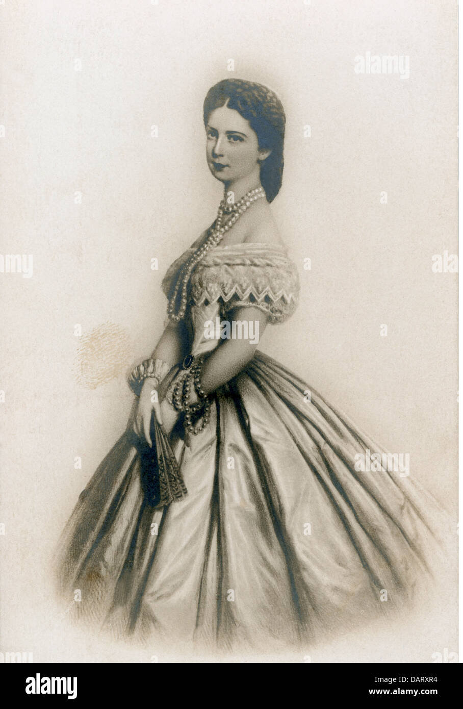 Elisabeth Amalie 'Sisi', 25.12.1837 - 9.9.1898, Kaiserinnen von Österreich 24.4.1854 - 9.9.1898, halbe Länge, Postkarte, 2. Hälfte des 19. Jahrhunderts, Stockfoto