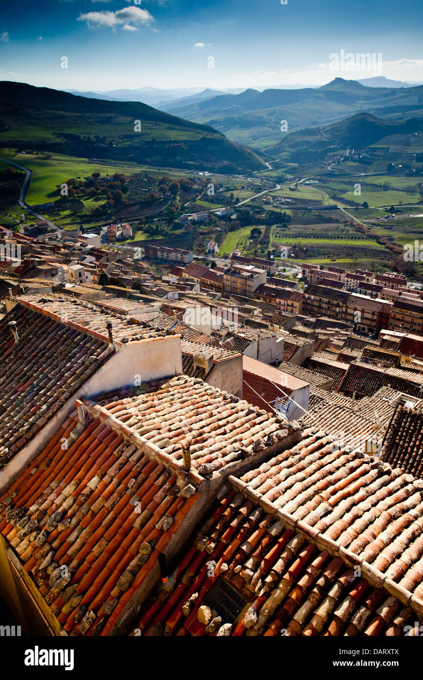 Berg-Stadt von Gangi auf der Madonie-Gebirge in der Provinz von Palermo, Sizilien. Stockfoto