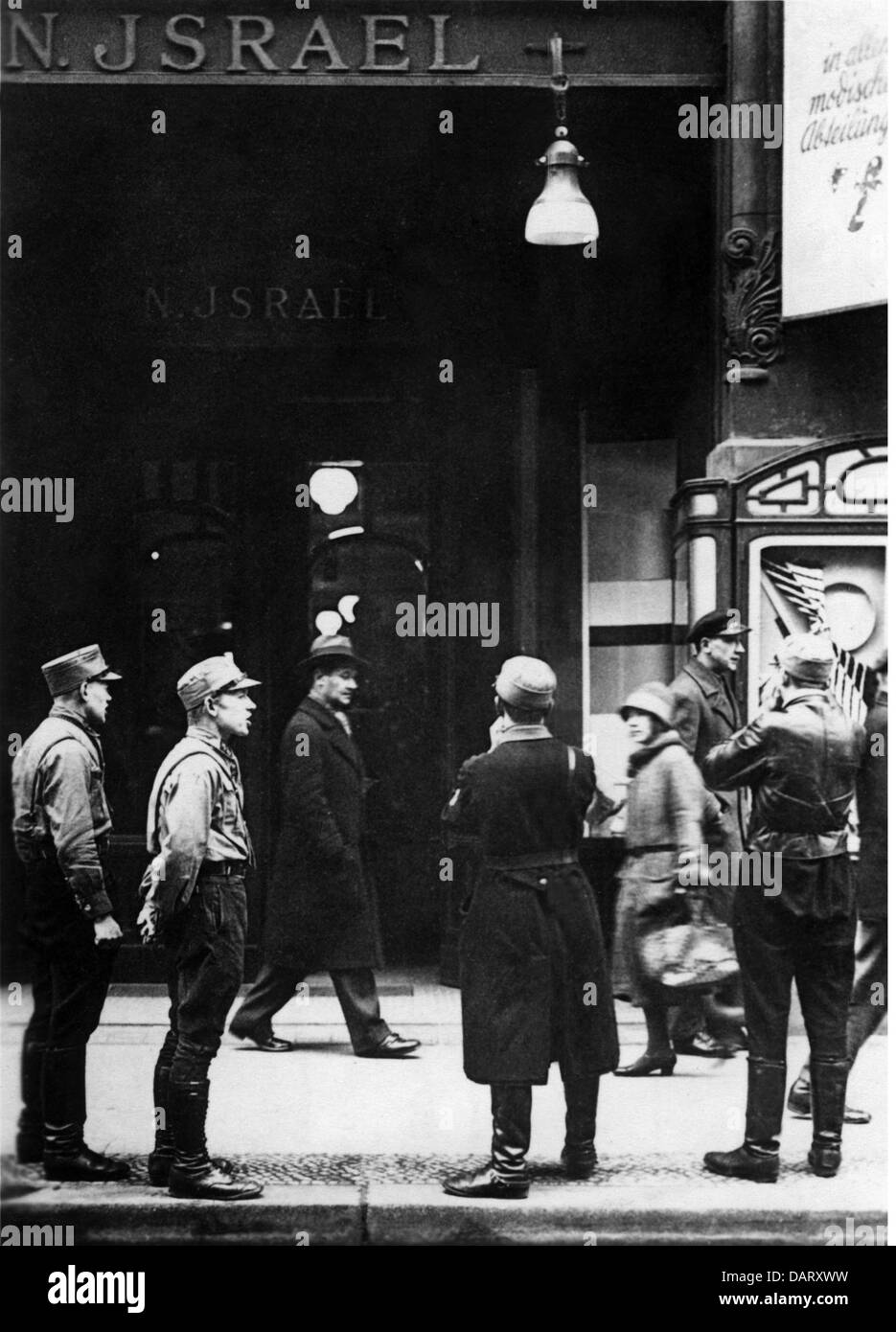 Nationalsozialismus / Nationalsozialismus, Verbrechen, Judenverfolgung, Boykott jüdischer Geschäfte, Berlin 1.4.1933, Zusatz-Rechte-Clearences-nicht vorhanden Stockfoto