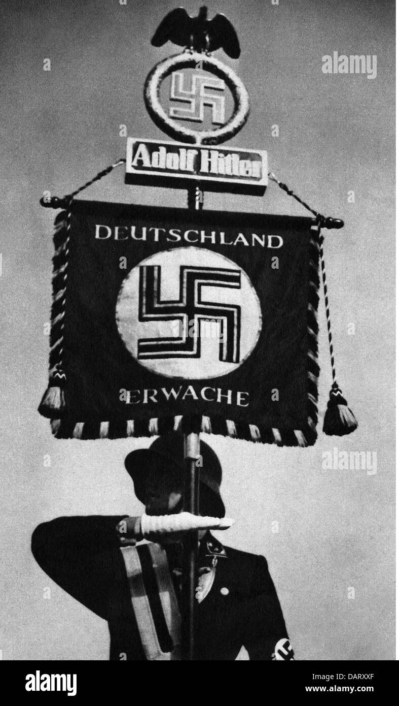 Nationalsozialismus / Nationalsozialismus, Organisation, Schutzstaffel (Schutzstaffel), Mitglied der Leibstandarte SS Adolf Hitler mit einem Sterndeuter, 1930er Jahre, Foto von Heinrich Hoffmann, Zusatzrechte-Clearences-nicht vorhanden Stockfoto
