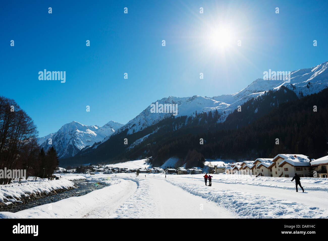 Europa, Schweiz, Graubünden, Klosters, cross Country Ski track Stockfoto