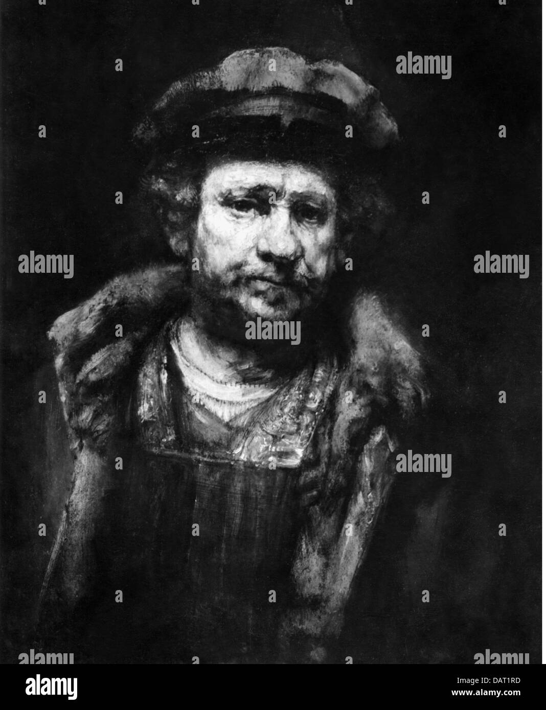 Rembrandt, Rijn van Rijn, 15.7.1606 - 4.10.1669, niederländischer Maler, Malerei, "Selbstbildnis mit red Hat", ca. 1660, Öl auf Stockfoto