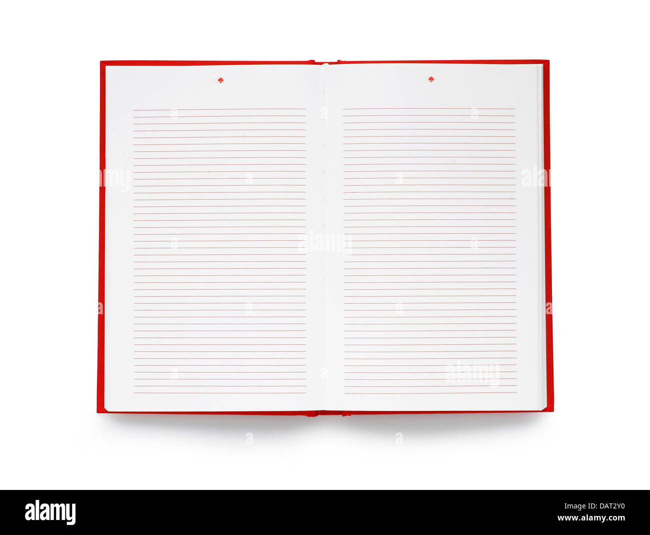leere gefallen Tagebuch Notizbuch auf einem weißen Hintergrund ausschneiden Stockfoto