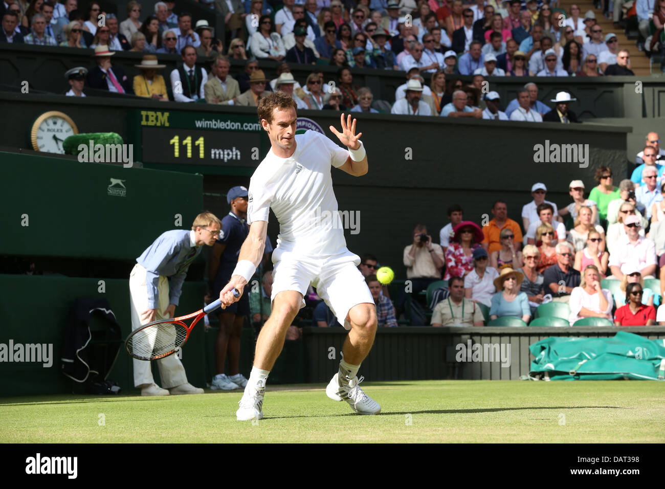 Andy Murray spielen bei Wimbledon Tennis Championships 2013 Stockfoto