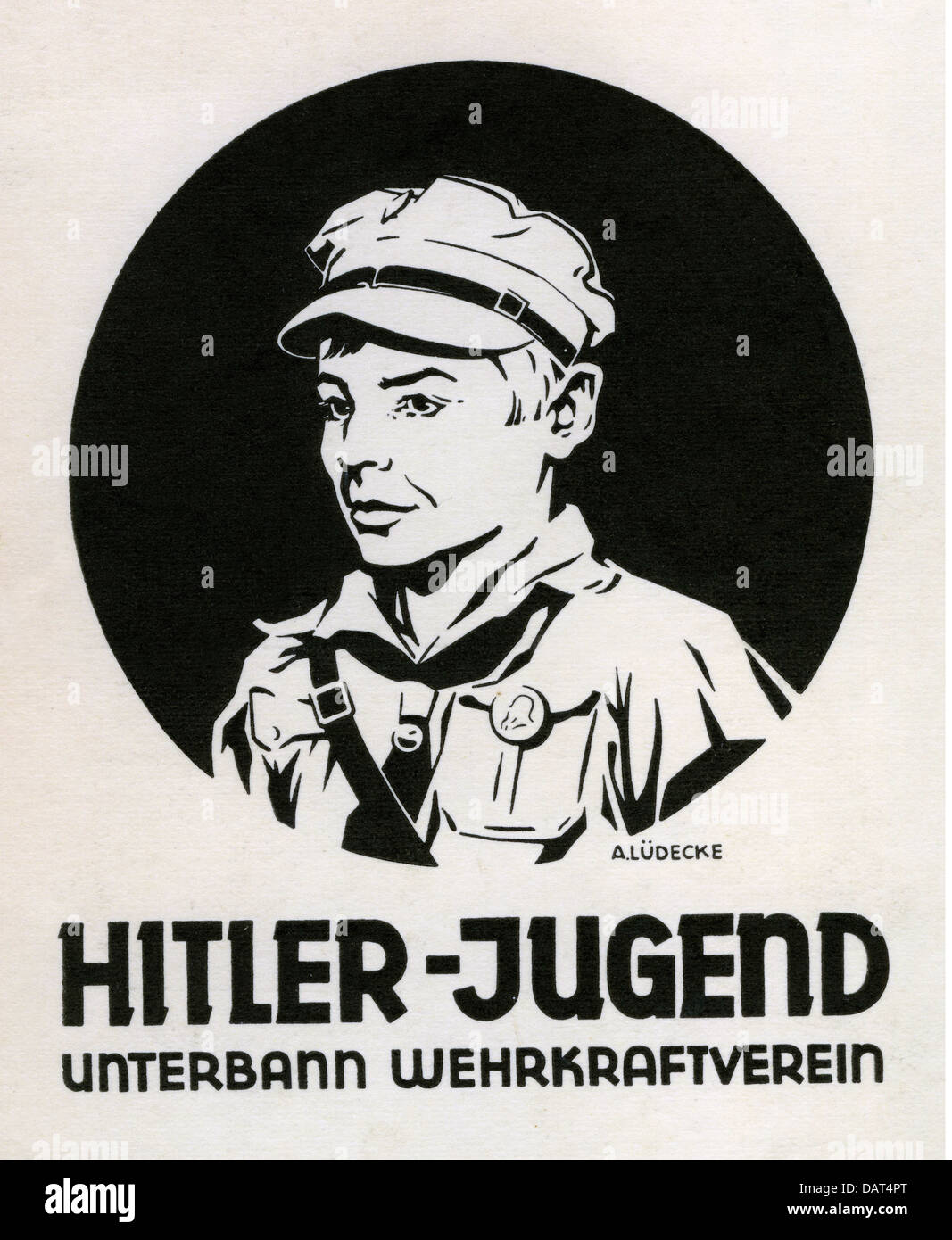 Nationalsozialismus, Organisationen, Hitlerjugend (HJ), Postkarte, Zeichnung von A. Lüdecke, 1936, Zusatzrechte-Clearences-nicht vorhanden Stockfoto