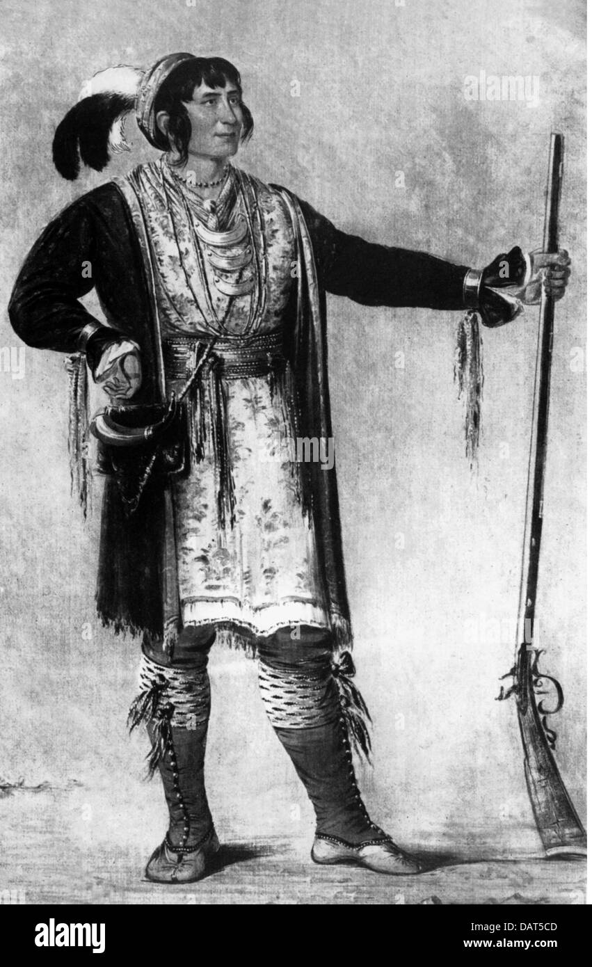 Osceola (Billy Powell), 1803 - 30.1.1838, Häuptling der Seminole, Ganzkörperansicht, Gemälde von George Catlin (1796-1872), Stockfoto