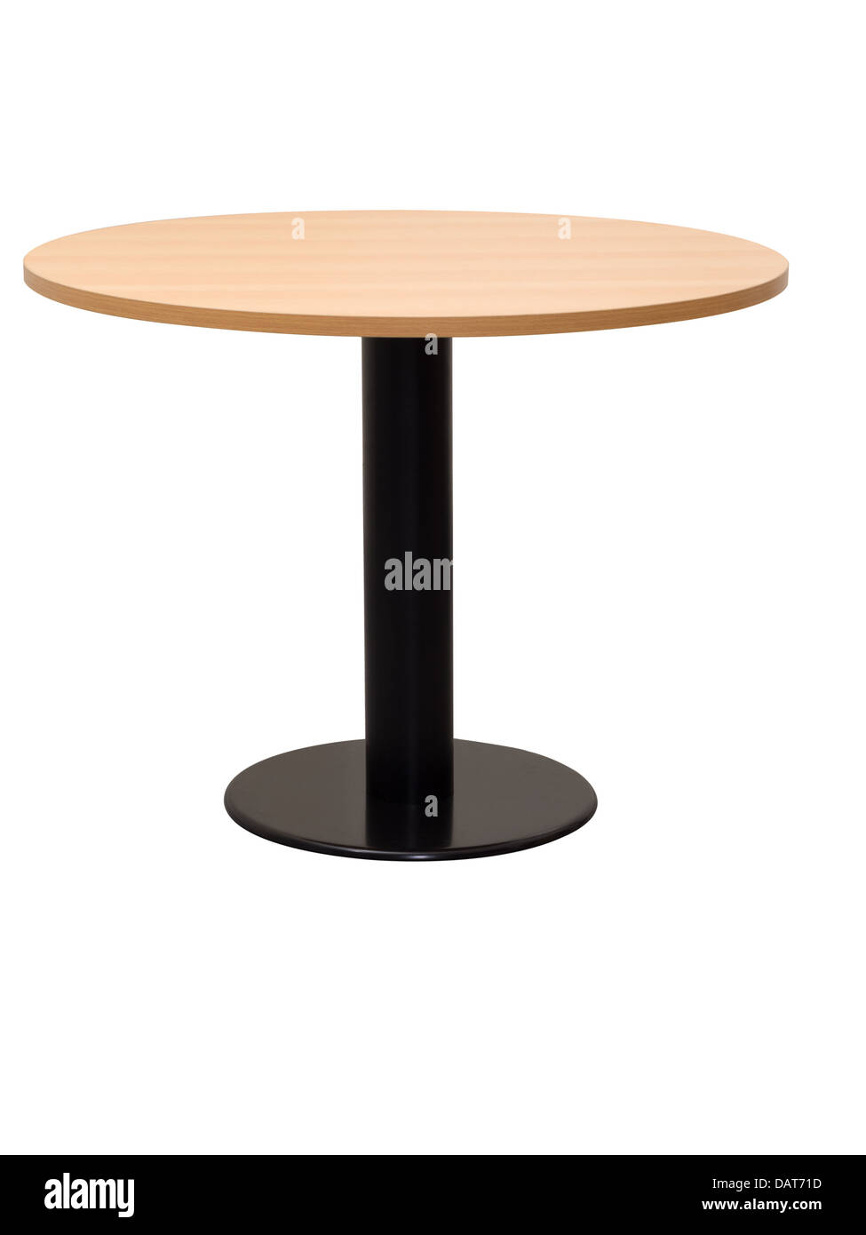 Runder Tisch isoliert auf weißem Hintergrund Stockfoto