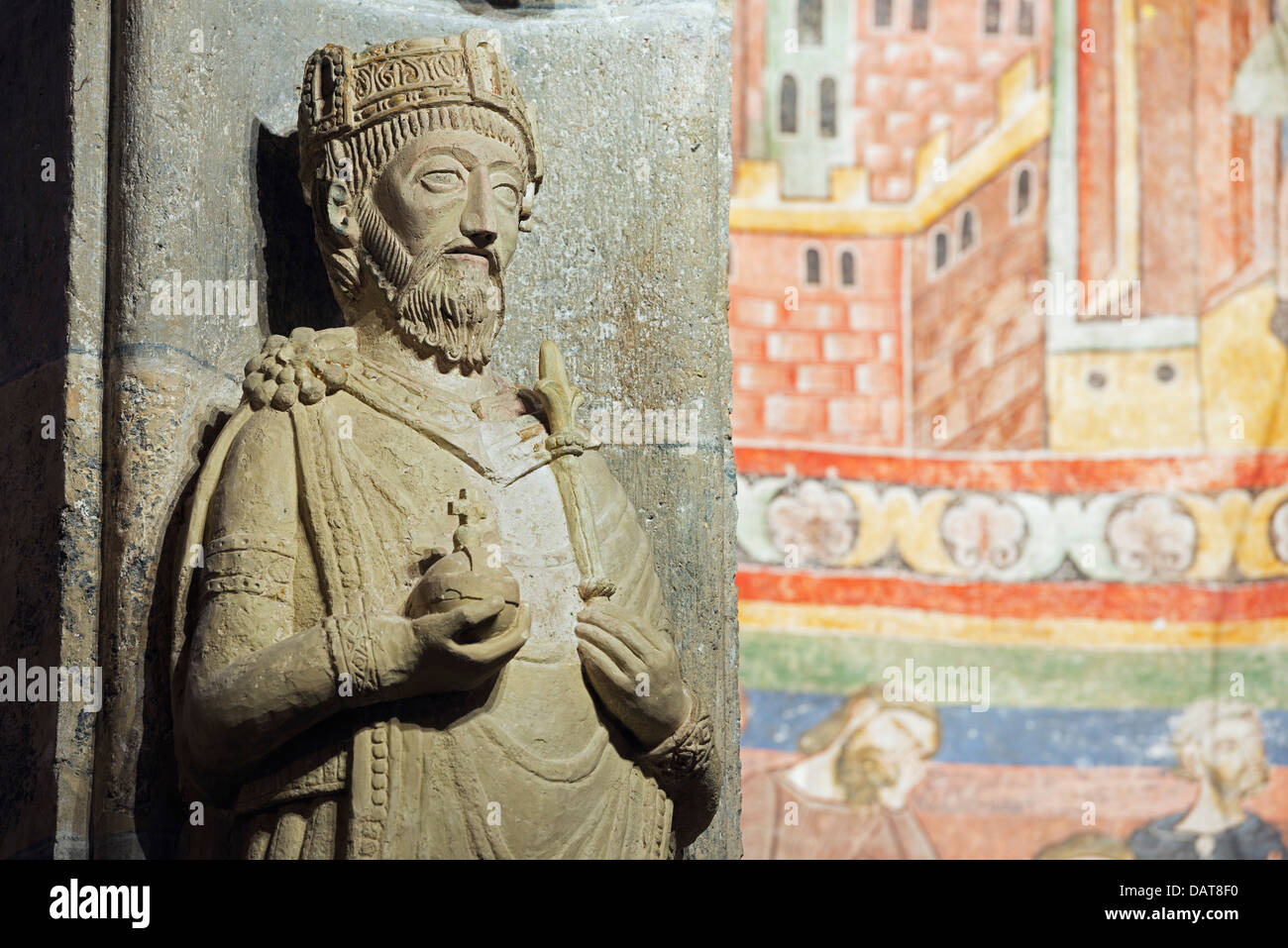 Europa, Schweiz, Graubünden, Müstair, Kirche der Benediktiner Kloster St. Johann, karolingischen und romanischen Fresken, Unesco Stockfoto
