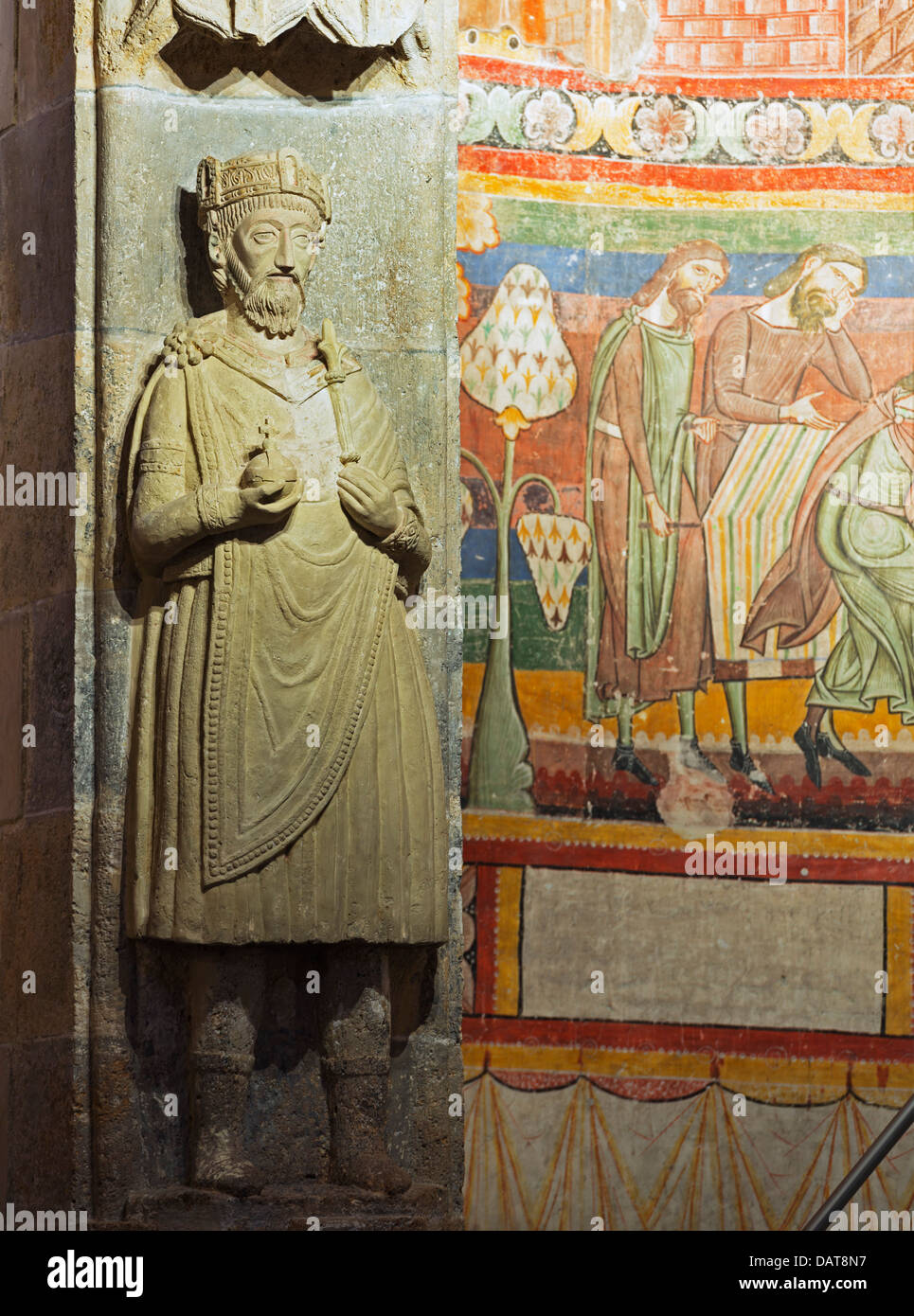 Europa, Schweiz, Graubünden, Müstair, Kirche der Benediktiner Kloster St. Johann, karolingischen und romanischen Fresken, Unesco Stockfoto