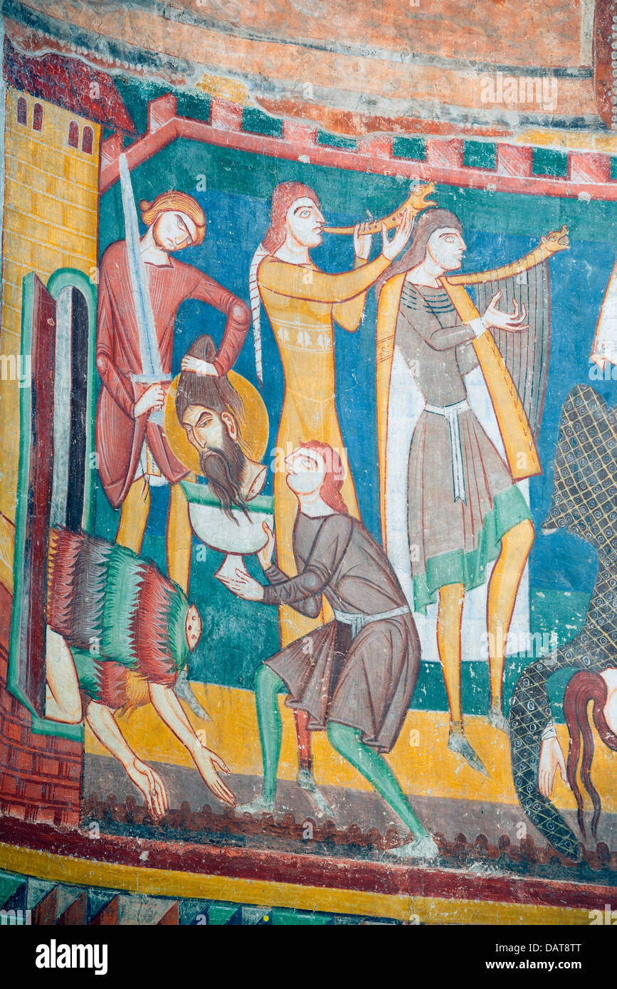 Europa, Schweiz, Graubünden, Müstair, Kirche der Benediktiner Kloster St. Johann, karolingischen und romanischen Fresken, Unesco Stockfoto