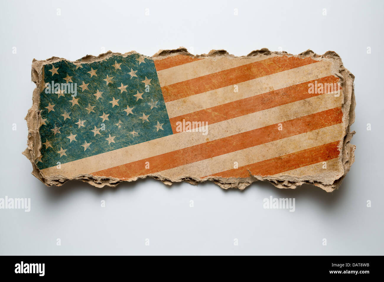 USA-Flagge auf Karton Stück Stockfoto
