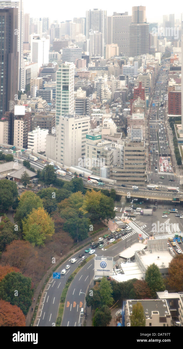 Luftaufnahme von Tokio aus Tokyo Tower Stockfoto