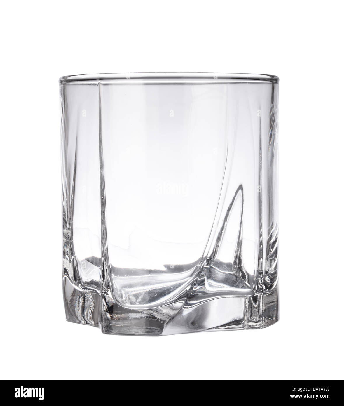 Leere Whiskey Glas auf weißem Hintergrund Stockfoto