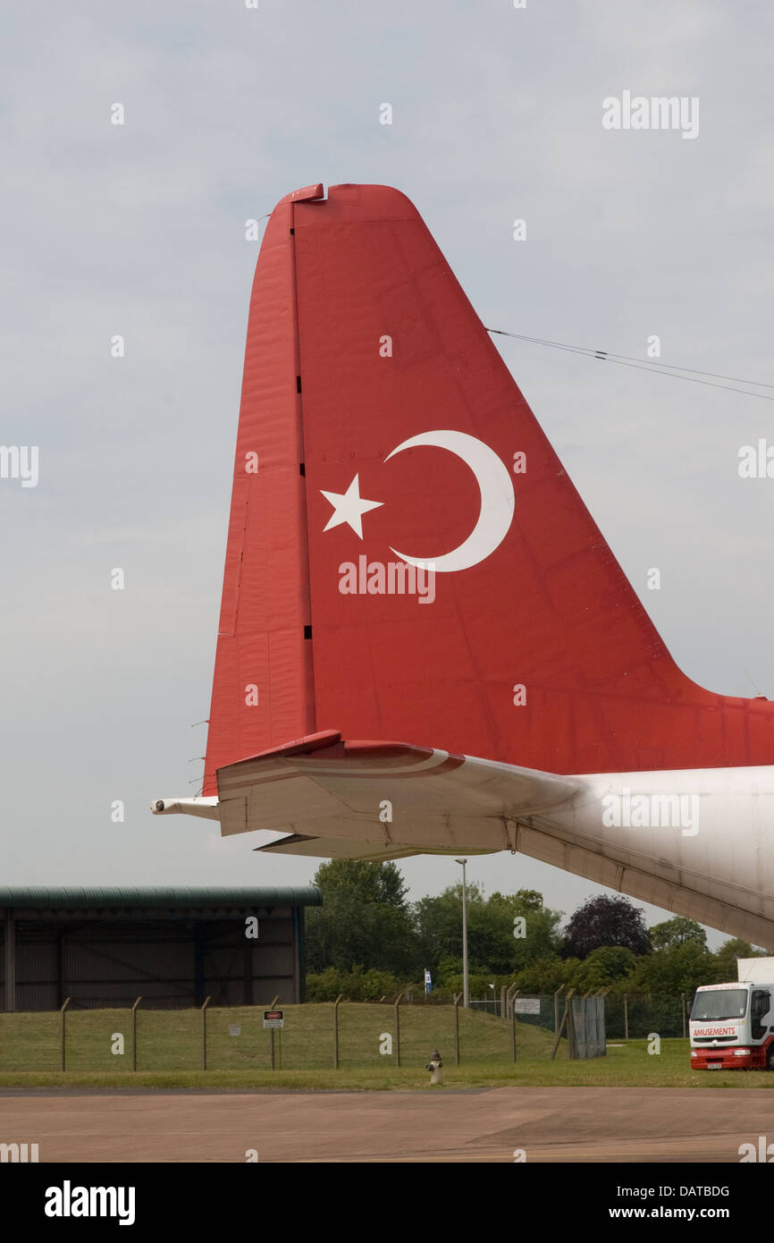 Türkische nationale Abzeichen am Ende der Turkish Stars unterstützen Flugzeuge am Royal International Air Tattoo (RIAT) Fairford 2011 Stockfoto