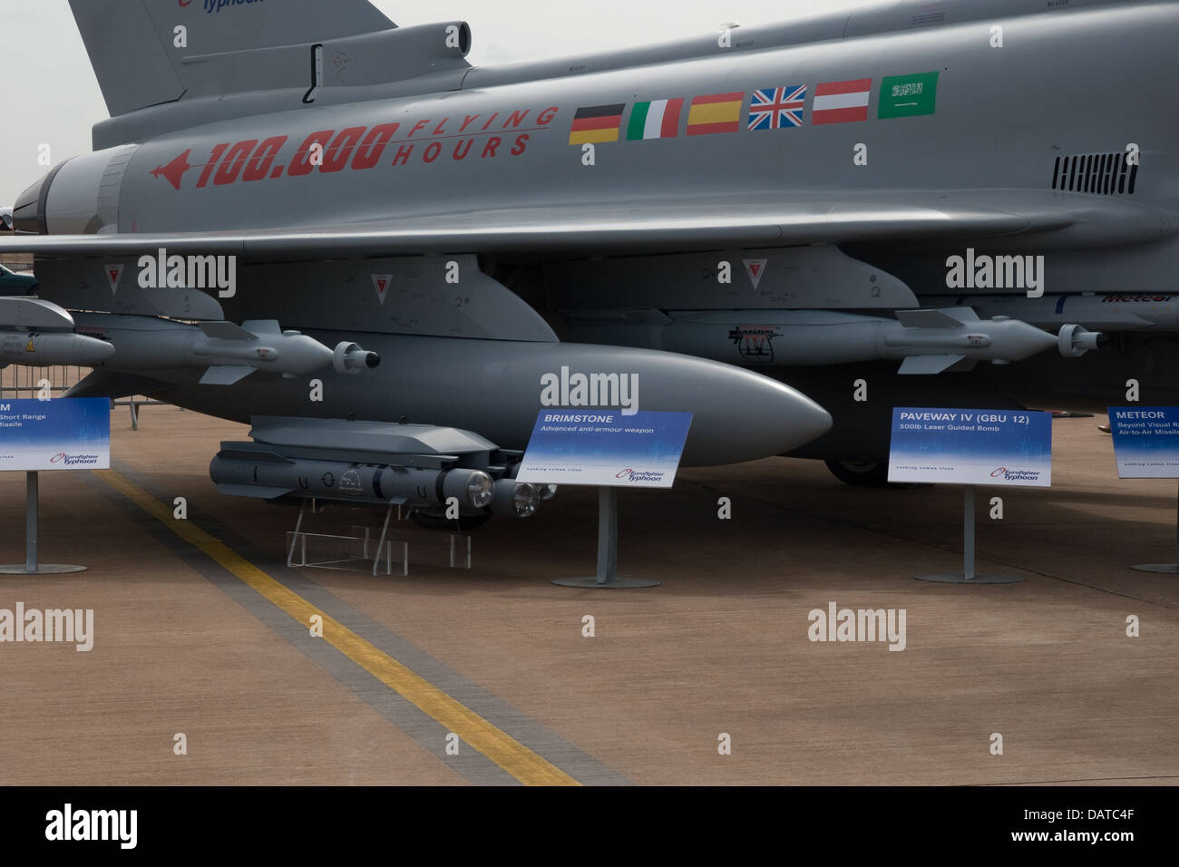Waffen vor Eurofighter Typhoon im Royal International Air Tattoo (RIAT) Fairford 2011 angezeigt Stockfoto