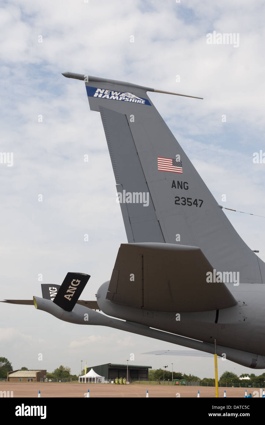 Heckflosse von New Hampshire AIr National Guard KC135R Luftbetankung bei Royal International Air Tattoo (RIAT) Fairford 2011 Stockfoto