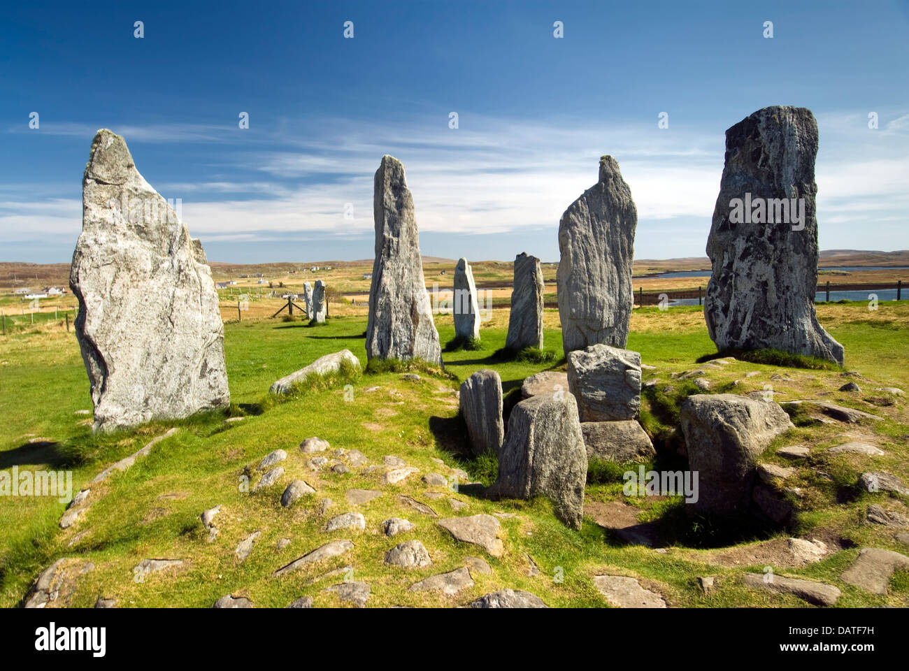 Callanish Standing Steinkreis Callanish, Isle of Lewis, äußeren Hebriden, Schottland, UK. Stockfoto