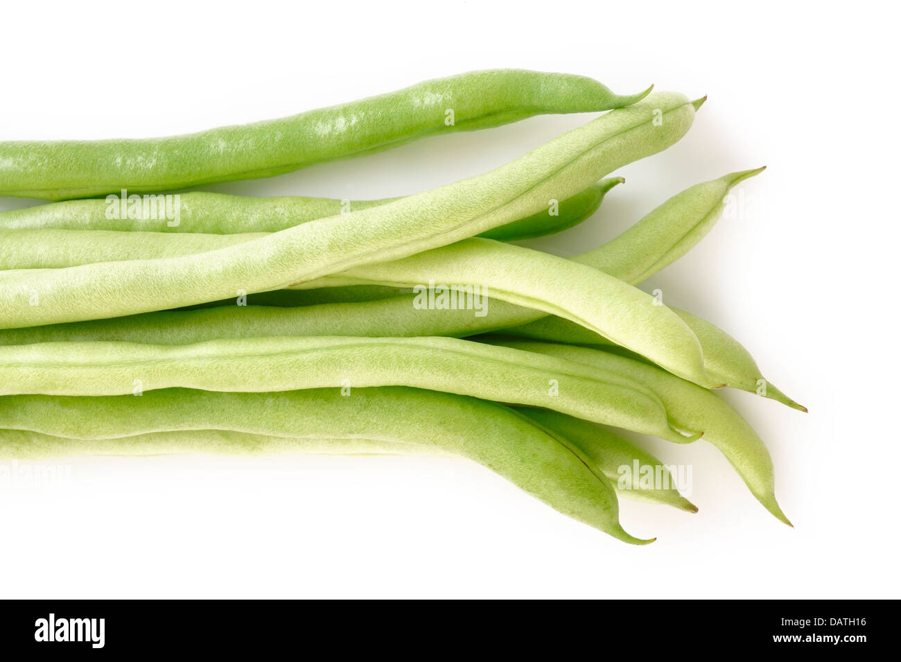 Grüne Bohnen isoliert auf weißem Hintergrund Stockfoto