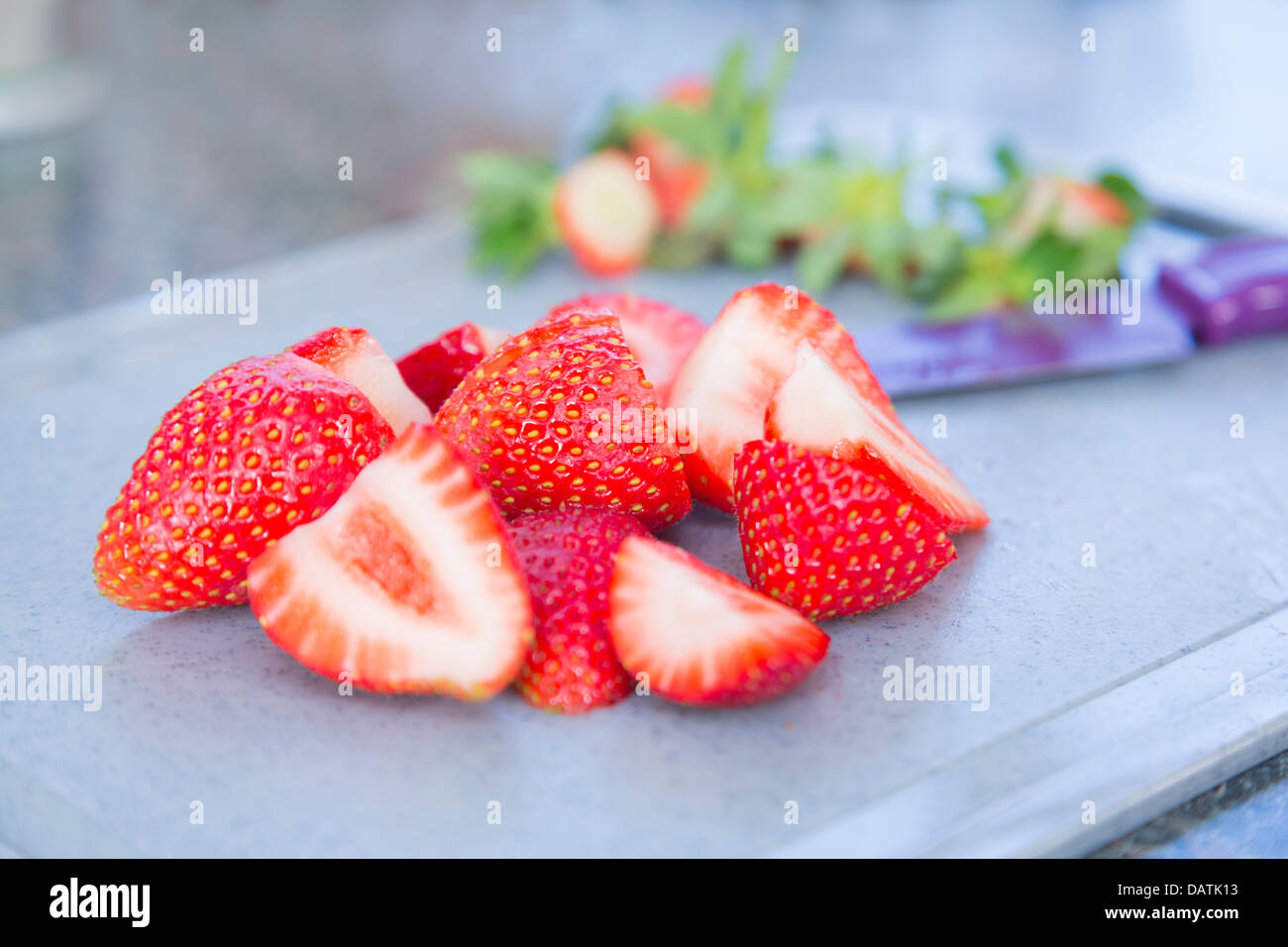 geschnittene Erdbeeren Stockfoto