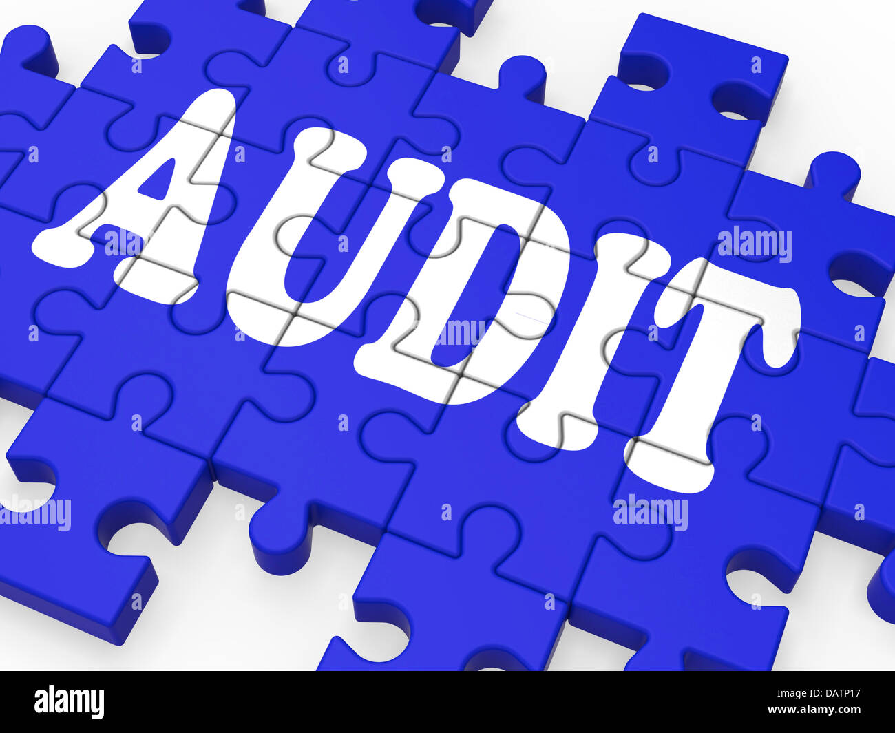 Audit-Puzzle zeigt Auditor Inspektionen Stockfoto