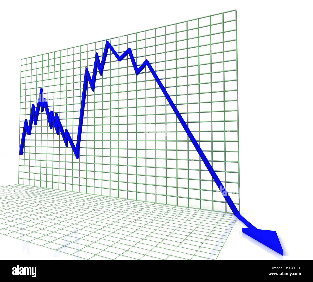Blaue Kurve zeigt, Umsatz oder Gewinn Stockfoto