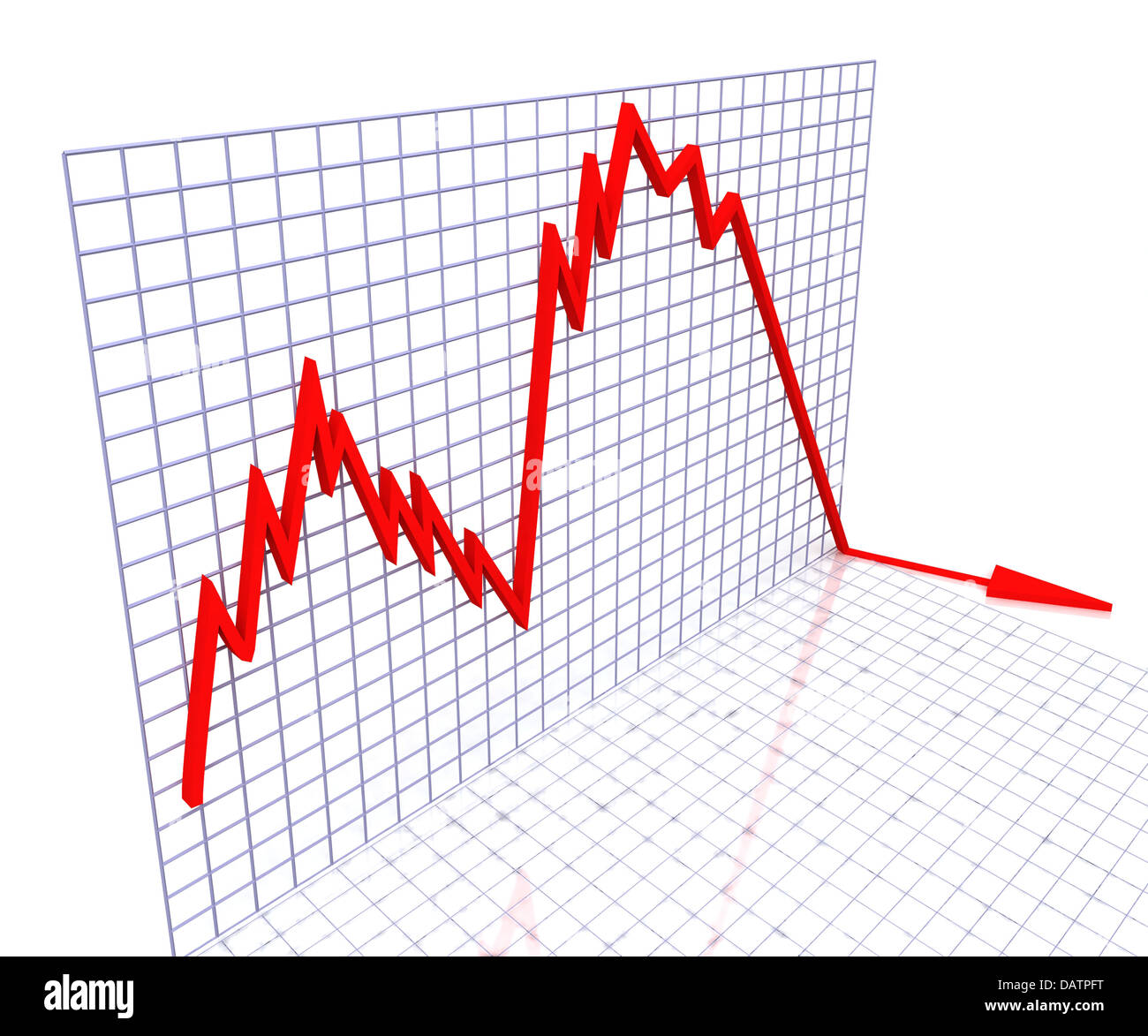 Rote Kurve zeigt, Umsatz oder Gewinn Stockfoto