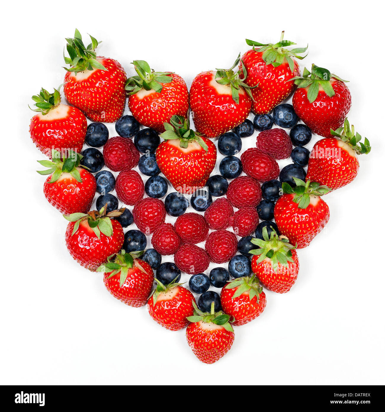 Köstliche Beeren. Erdbeeren, Heidelbeeren und Himbeeren. Stockfoto