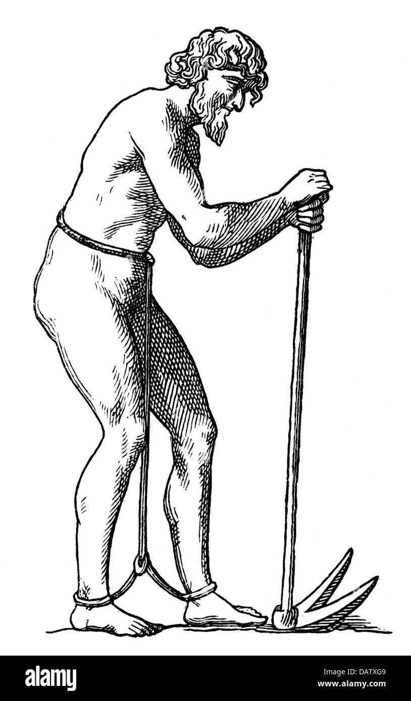 Antike Welt, Römisches Reich, Menschen, Feldsklaven in Ketten, römische Illustration, 1. Jahrhundert n. Chr., Holzstich, 19. Jahrhundert, Sklaverei, Feldhände, Farmhände, Sklaven, Landwirtschaft, Landwirtschaft, Hacke, Hacken, Hackeisen, Hacken, Hacks, Gefesselt, Mann, Männer, Mann, historisch, historisch, alte Welt, männlich, Zusatzrechte-Clearences-nicht vorhanden Stockfoto