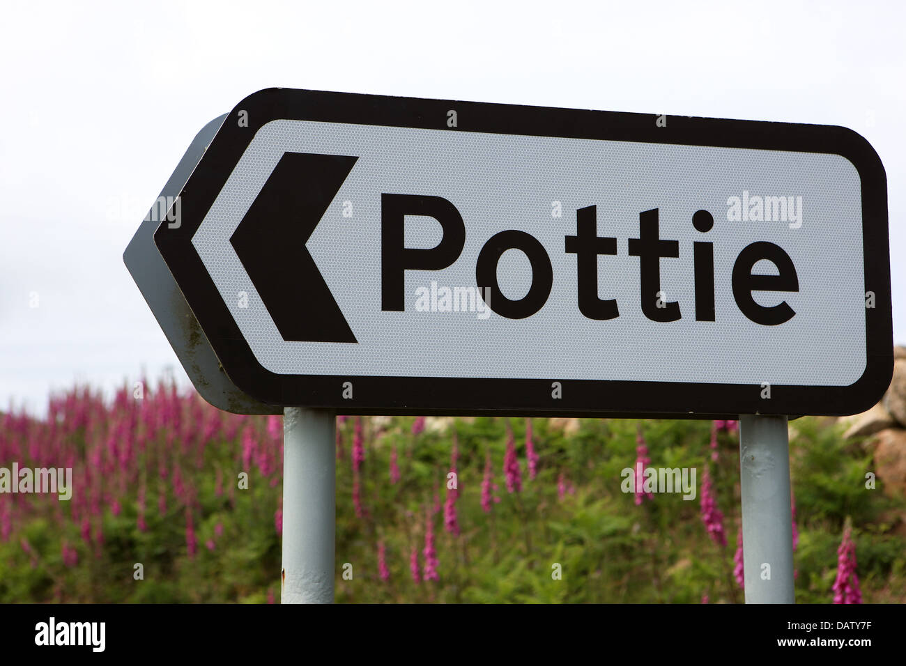 Melden Sie sich für Pottie (sprich: Potee) auf der Isle of Mull. Dieser ungewöhnliche benannte Ort ist auf der Ross Mull. Stockfoto