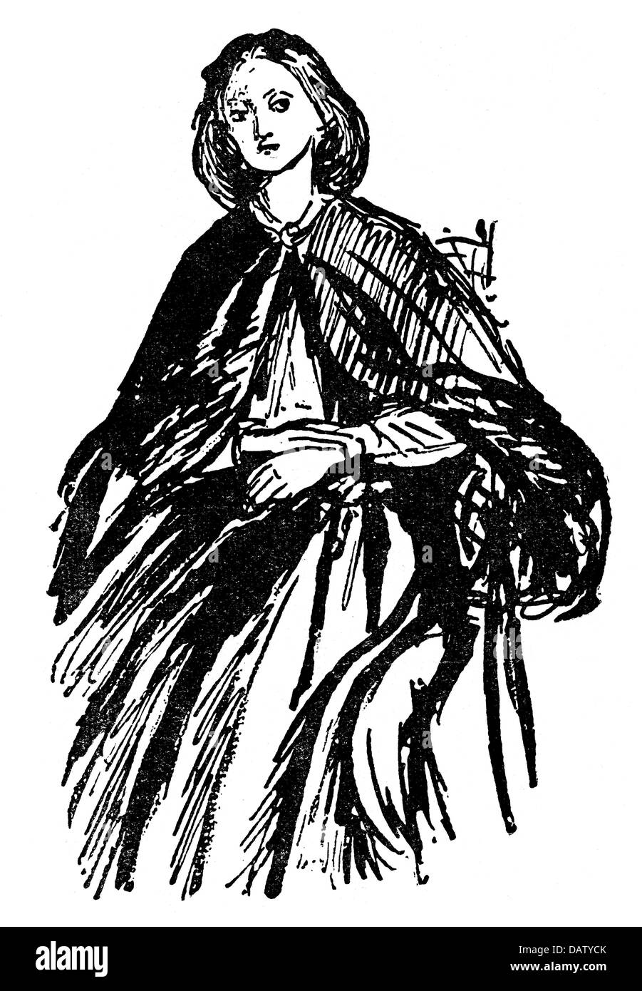 Rossetti, Dante Gabriel, 12.5.188 - 9.4.1882, britischer Künstler (Maler), Dichter, seine Frau Elizabeth Siddal - Rossetti, Zeichnung, 19. Jahrhundert, Stockfoto