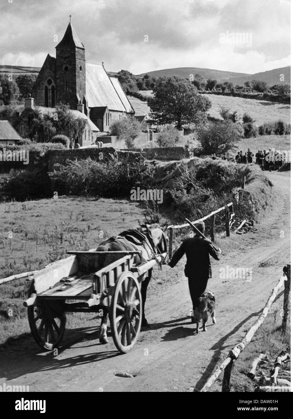 Landwirtschaft, Landleben, Bauer mit Pferd und Wagen, etwa um 1900