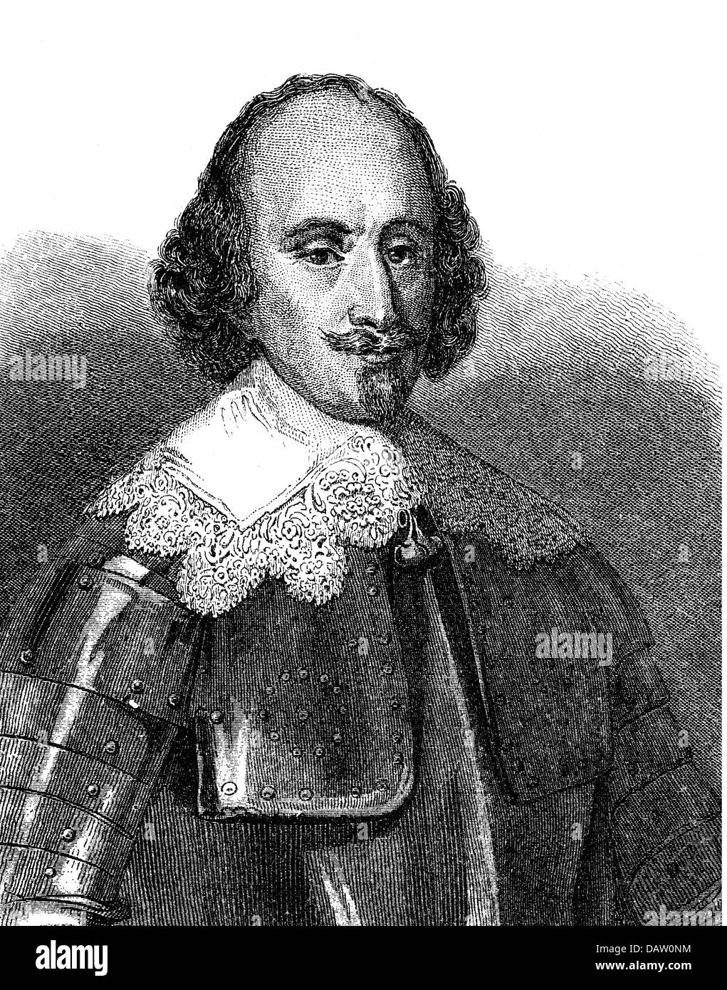 Rohan, Heinrich II., Herzog von 21.8.1579 - 13.04.1638, französischer General, Politiker, halbe Länge, auf der Malerei durch Tassaert, Gravur von Wolf, Artist's Urheberrecht nicht gelöscht werden Stockfoto