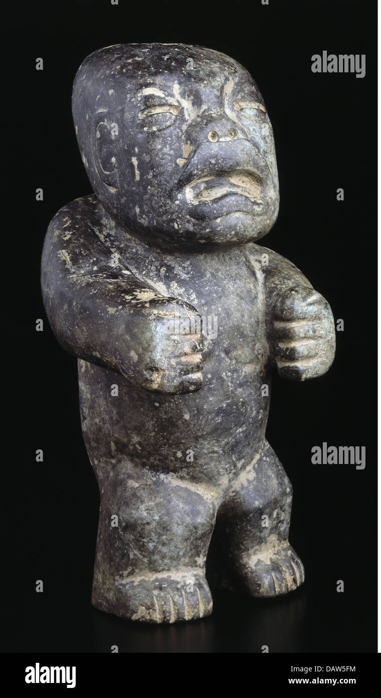 Bildende Kunst, Mesoamerika, Steinfigur unbekannter genaue Herkunft, Mexiko, 1.-9. Jh. n. Chr., Stein, Figur, Stein, Steinen, Faust, Stockfoto