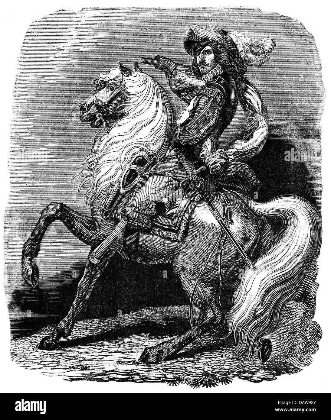 Rantzau, Josias, 18.10.1609 - 14.9.1650, französischer General, Pferdesport, volle Länge, Geschichte der Malerei, Malerei, Holzstich, 19. Jahrhundert, Artist's Urheberrecht nicht gelöscht werden Stockfoto
