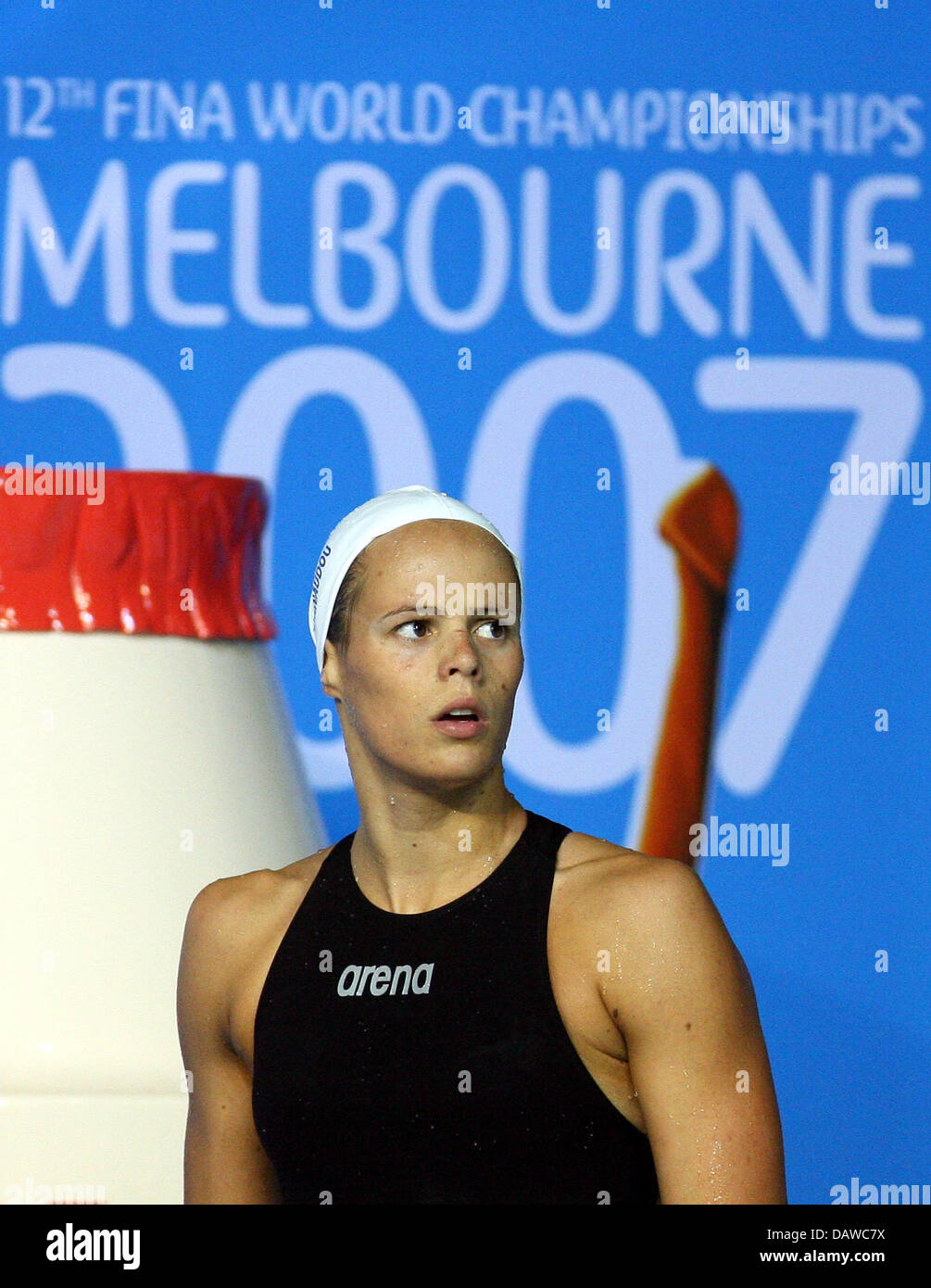 Franzosische Schwimmerin Laure Manaudou Nach Der Frauen 200m Freestyle Halbfinale Der 12 Fina Weltmeisterschaften In Melbourne Australien Dienstag 27 Marz 2007 Abgebildet Foto Gero Breloer Stockfotografie Alamy