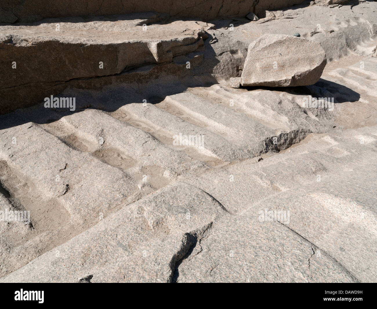 Steinbruch-Markierungen in der unvollendete Obelisk Open Air Museum, nördlichen Steinbrüche Assuan, Ägypten Stockfoto