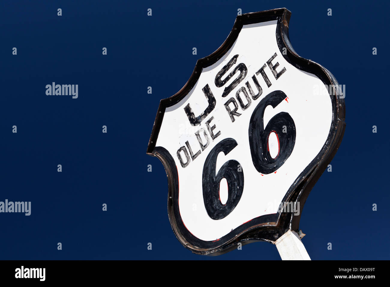 Klassische Route 66 Schild neben Zuschüssen, New Mexico, USA. Stockfoto