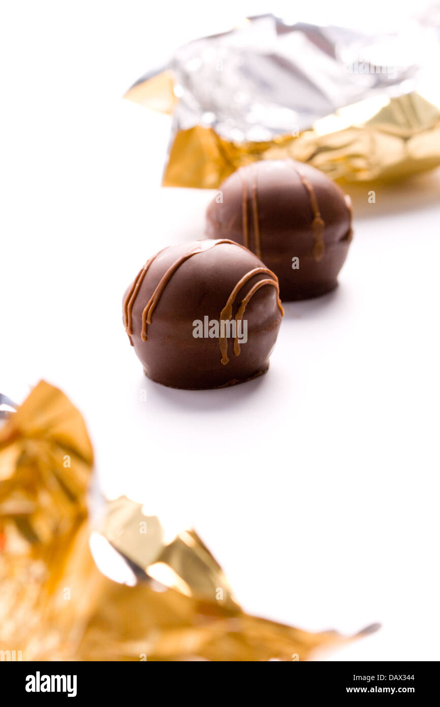 zwei Folie geöffnet Süßigkeiten Stockfoto