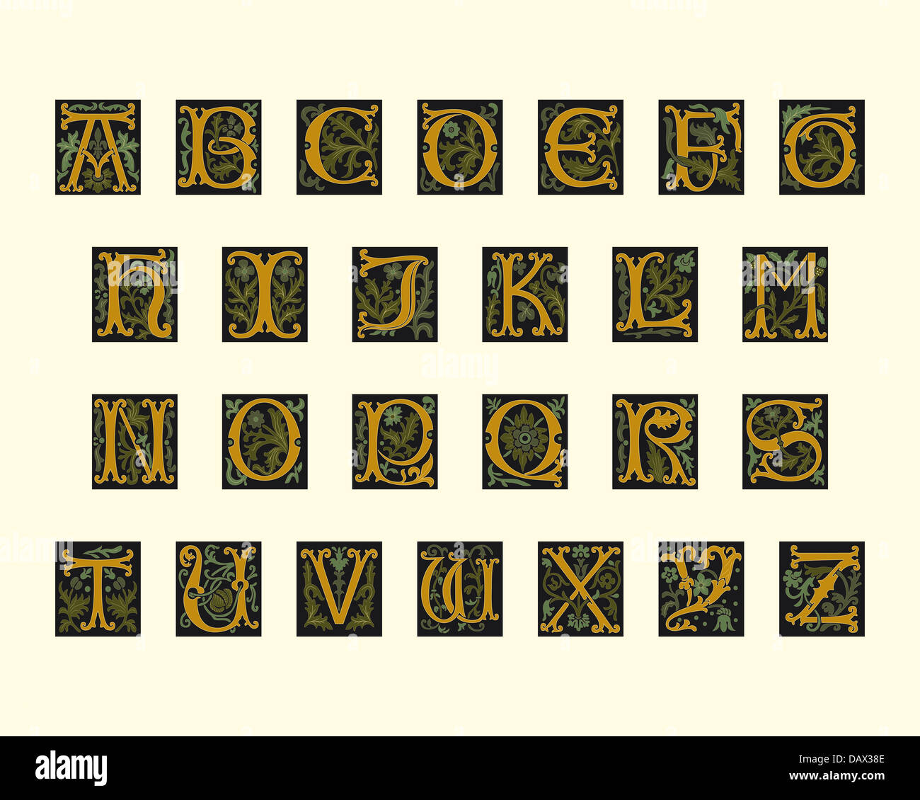 Alphabet der Anfang des 16. Jahrhunderts Stockfoto