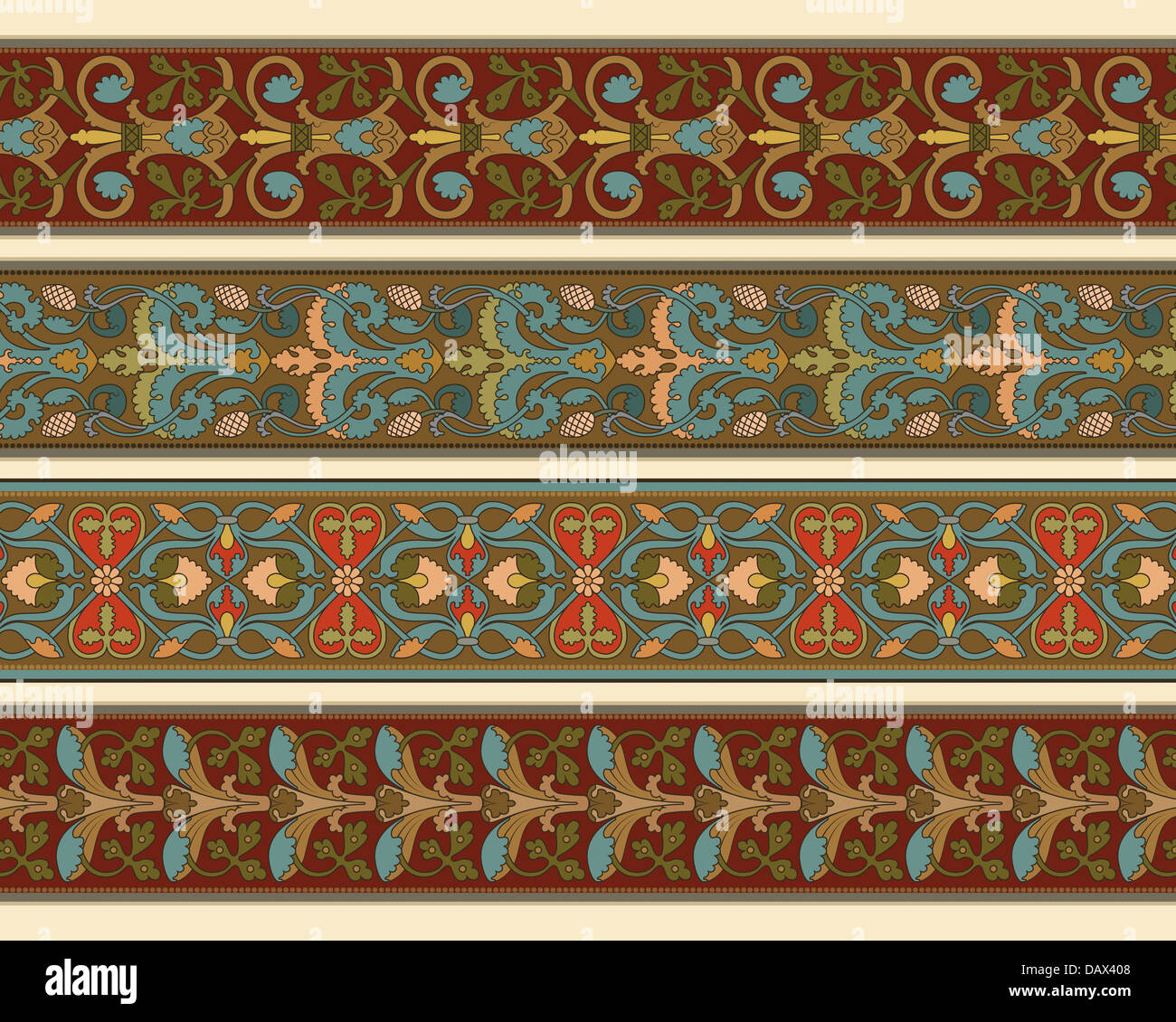 Satz von vier dekorative Ränder ornamental Stockfoto