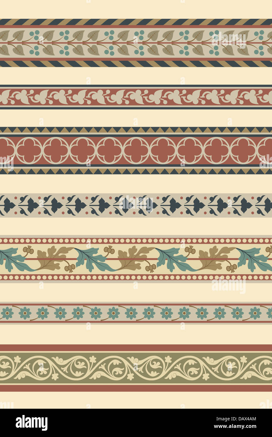 Satz von sieben dekorative Ränder ornamental Stockfoto