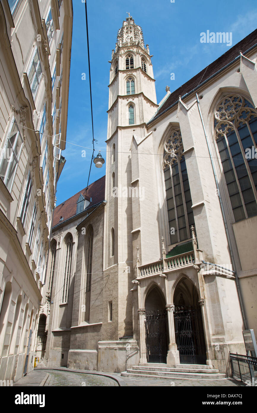Wien - Kirche Maria bin Gestade aus Osten Stockfoto