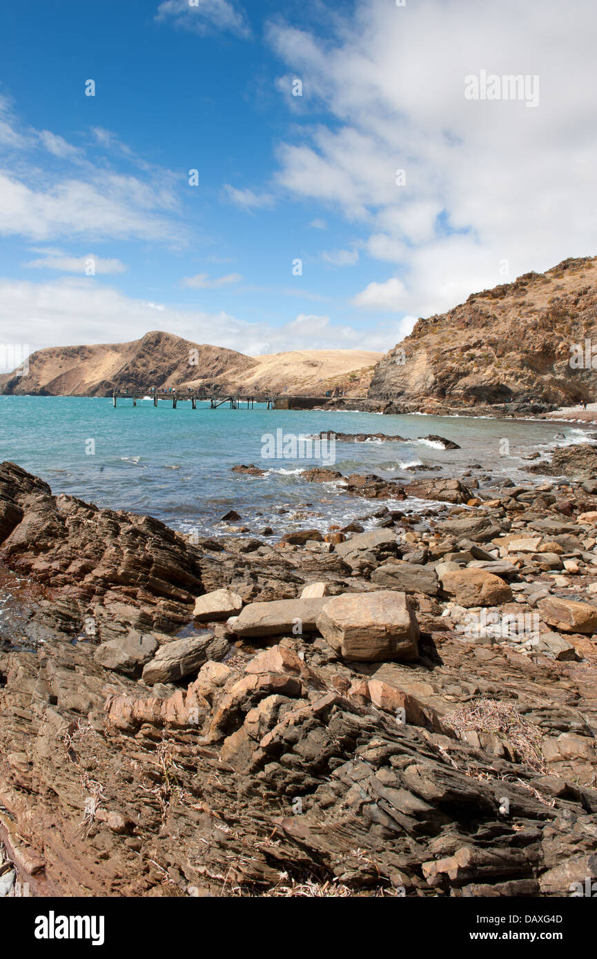 Zweite Tal Strand und Bootssteg, beliebtes Ausflugsziel auf der Fleurieu-Halbinsel in South Australia Stockfoto