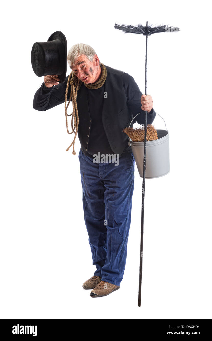 Grunge Schornsteinfeger Gruß mit seinen Top-Hut Stockfoto