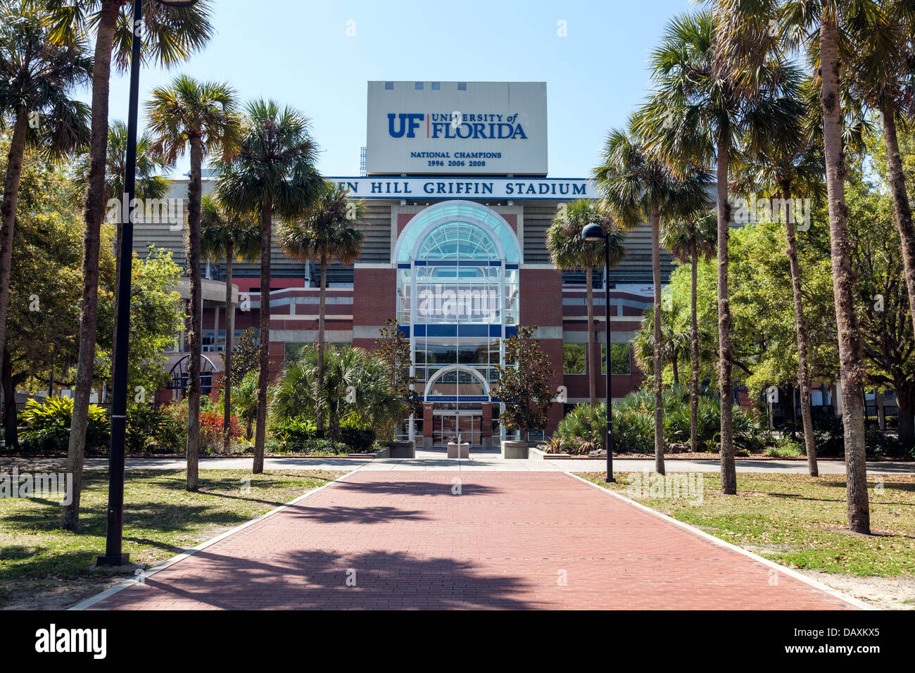 Hochschulreife, die Ben Hill Griffin Stadium auf dem Campus der University of Florida in Gainesville, Florida Avenue. Stockfoto