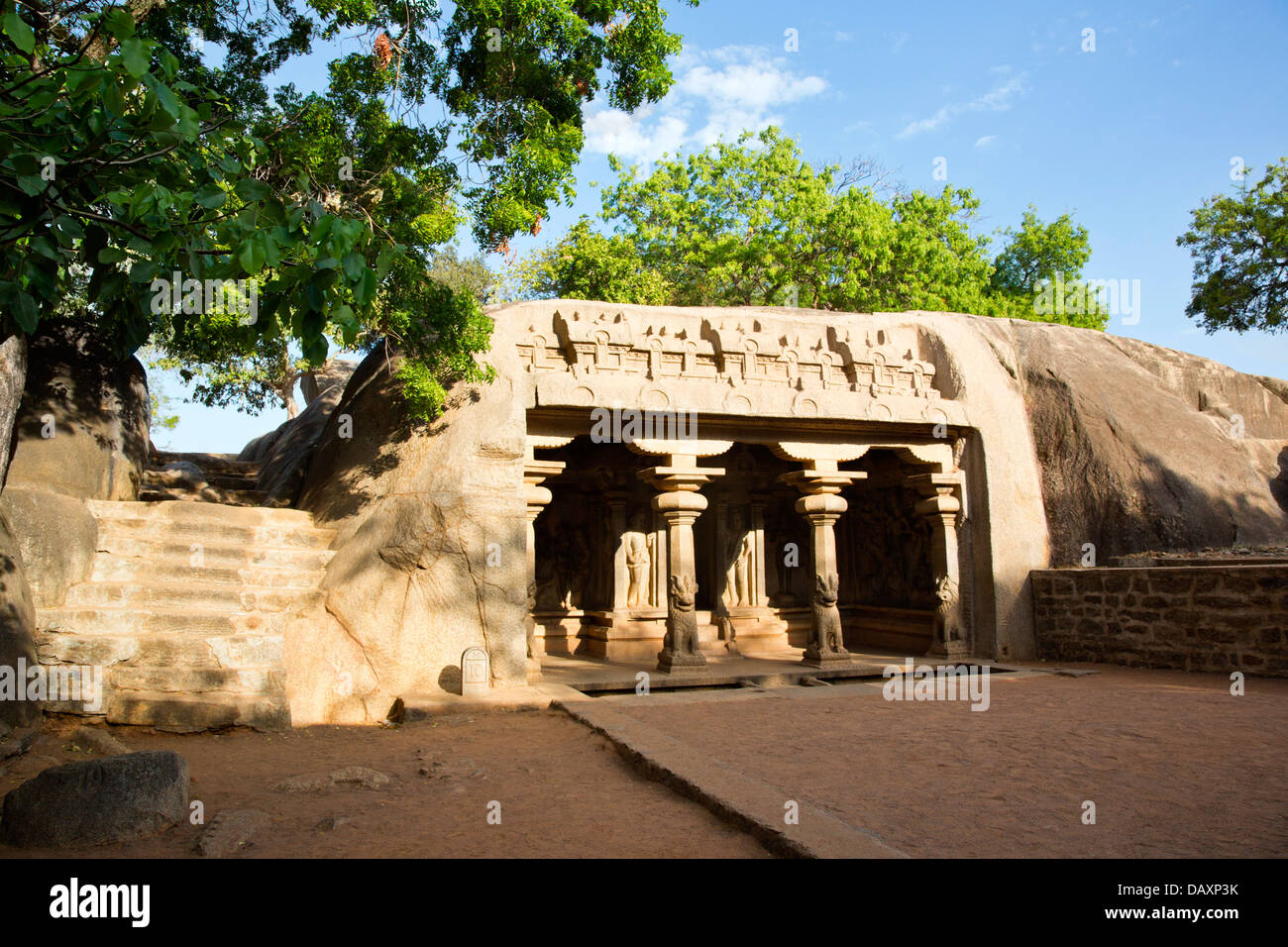 Antike Tempel in Mahabalipuram, Kanchipuram Bezirk, Tamil Nadu, Indien Stockfoto